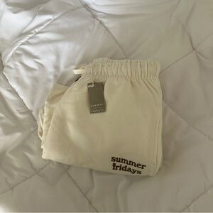 summer Fridays cream embroidered sweatpants LE limited edition